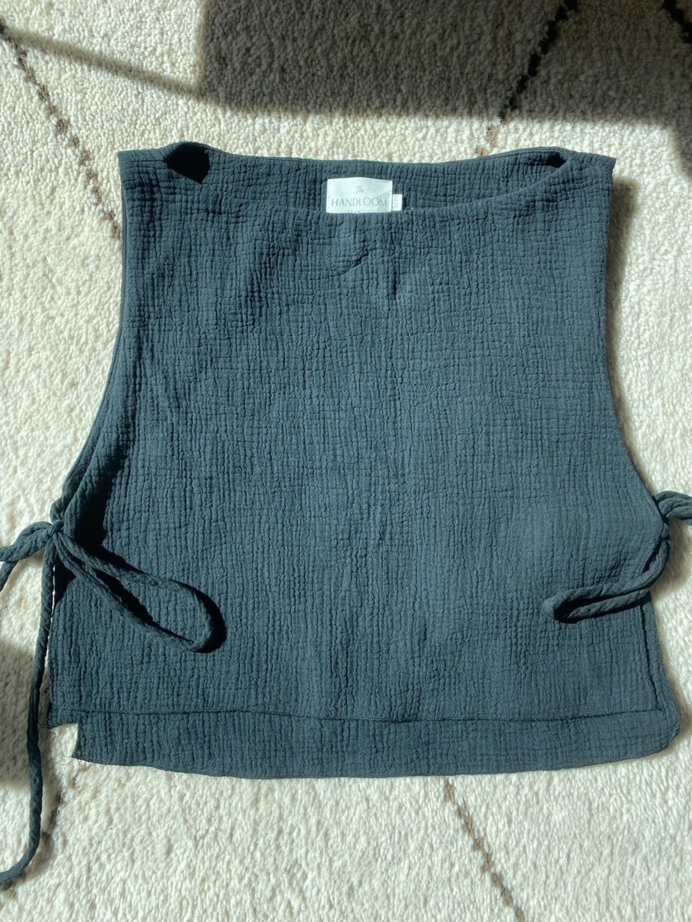 Black linen Side-Tie Cotton Top - Women